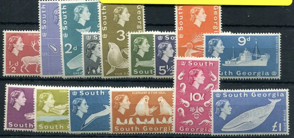 Falklands Deps-South Georgia 1963 QEII defins set ... Image 1++