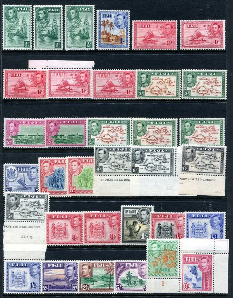 Fiji 1938/55 KGVI Pictorials to £1 incl all ... Image 1++