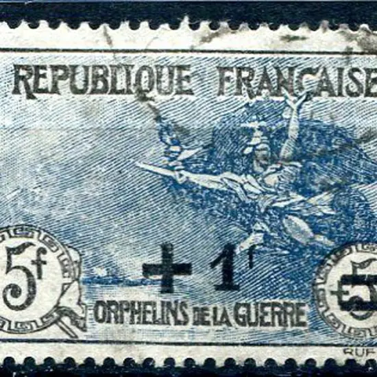 France 1922 "1f" on 5f + 5f War Orphans surcharge. ...