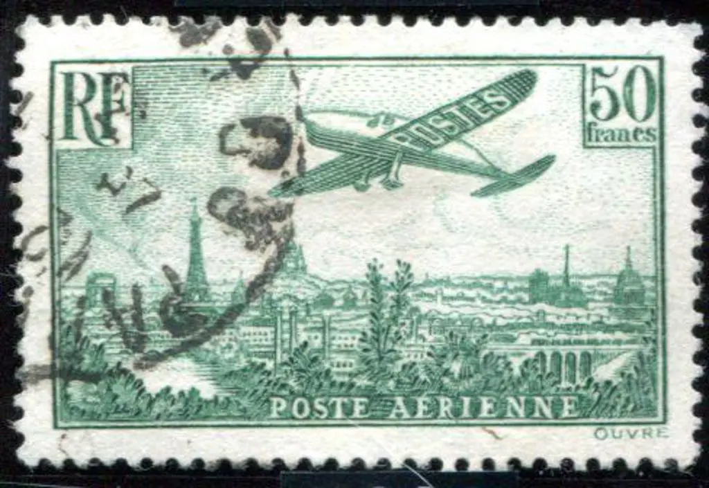 France 1936 50f green Airmail. Fine used & well ... Image 1++
