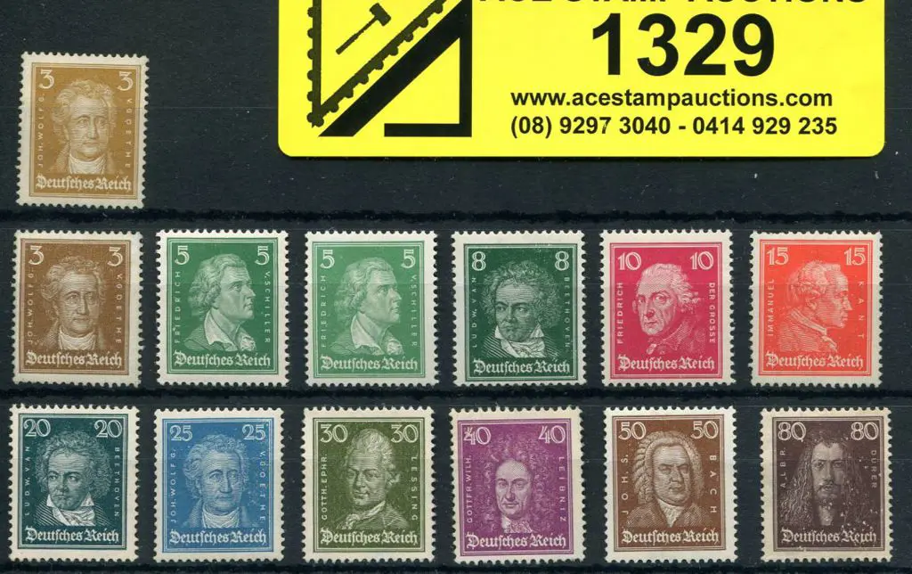 Germany 1926/27 Famous Germans set of 13 MUH. Mi ... Image 1++