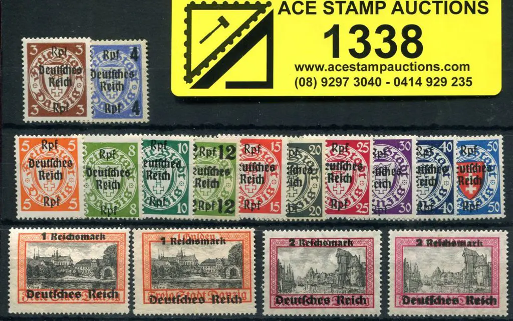 Germany 1939 Ovpts on Danzig complete set of 14 ... Image 1++