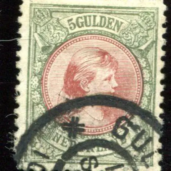 Netherlands 1896 5g red brown & bronze green ...