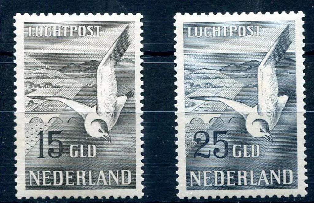 Netherlands 1951 15g & 25g Gull Airs. MVLH with ... Image 1++