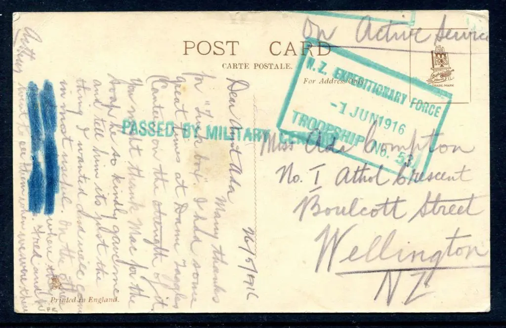 New Zealand 1916 (1st June) "Town Hall, Albany, ... Image 1++