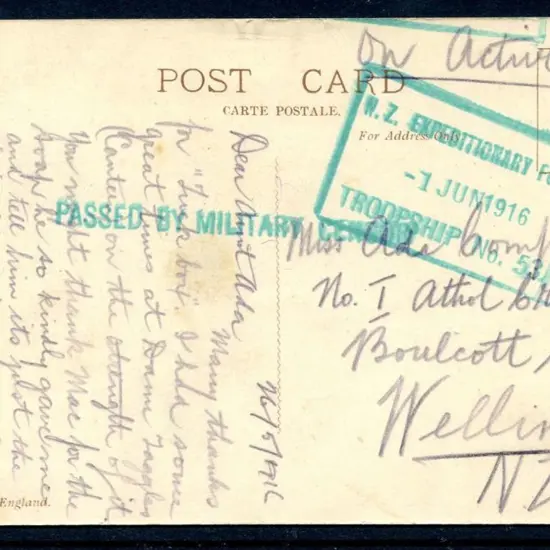 New Zealand 1916 (1st June) "Town Hall, Albany, ...