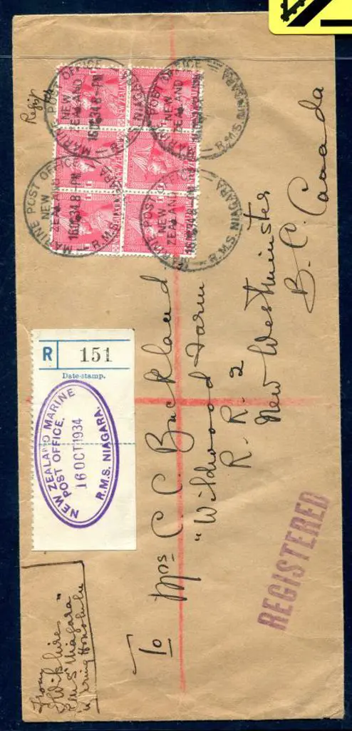 New Zealand 1934 (16th Oct) 1d KGV x 6 on ... Image 1++