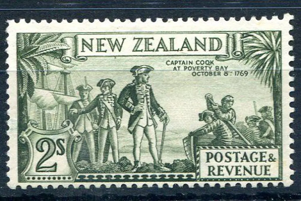 New Zealand 1936/42 2/- olive Cook perf. 13½x14 ... Image 1++