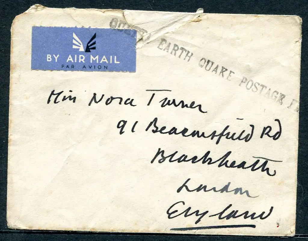 Pakistan 1935 Quetta Earthquake stampless Airmail ... Image 1++