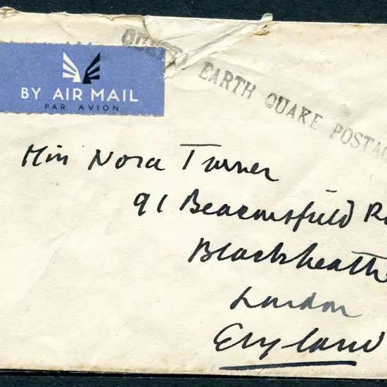 Pakistan 1935 Quetta Earthquake stampless Airmail ...