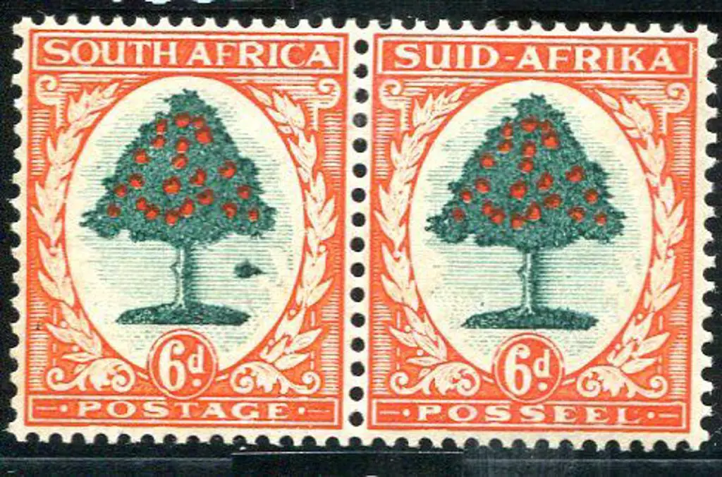 South Africa 1933/48 6d green & vermilion ... Image 1++