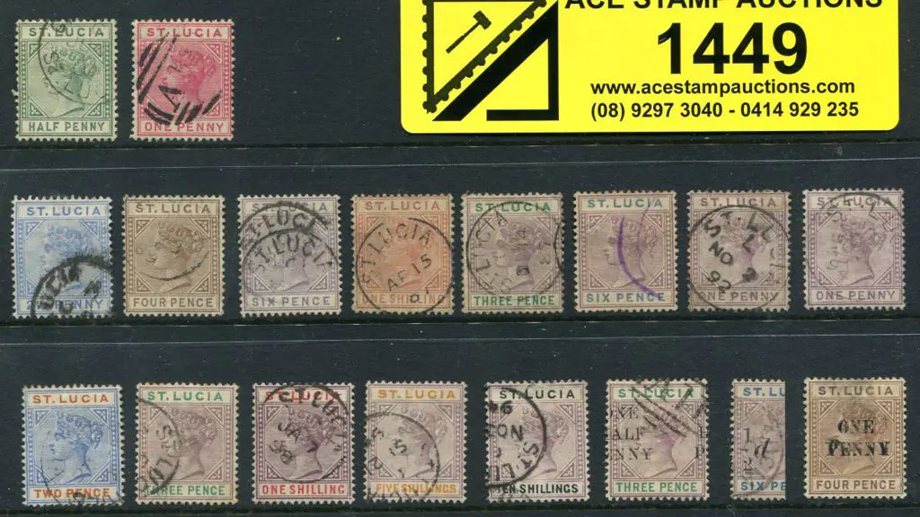 Saint Lucia 1883/86 ½d to 1/- QV set, 1886/87 3d & ... Image 1++