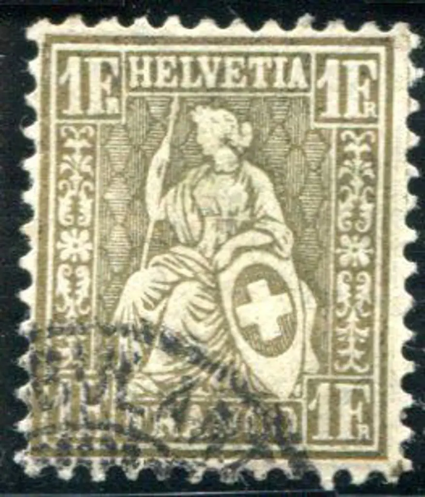 Switzerland 1862 1f gold Seated Helvetia on ... Image 1++
