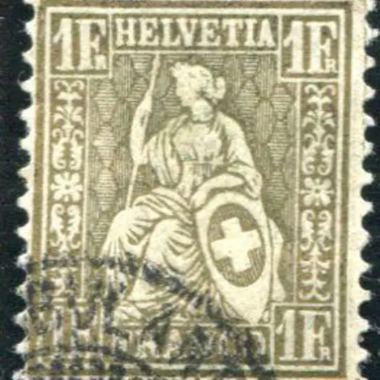 Switzerland 1862 1f gold Seated Helvetia on ...