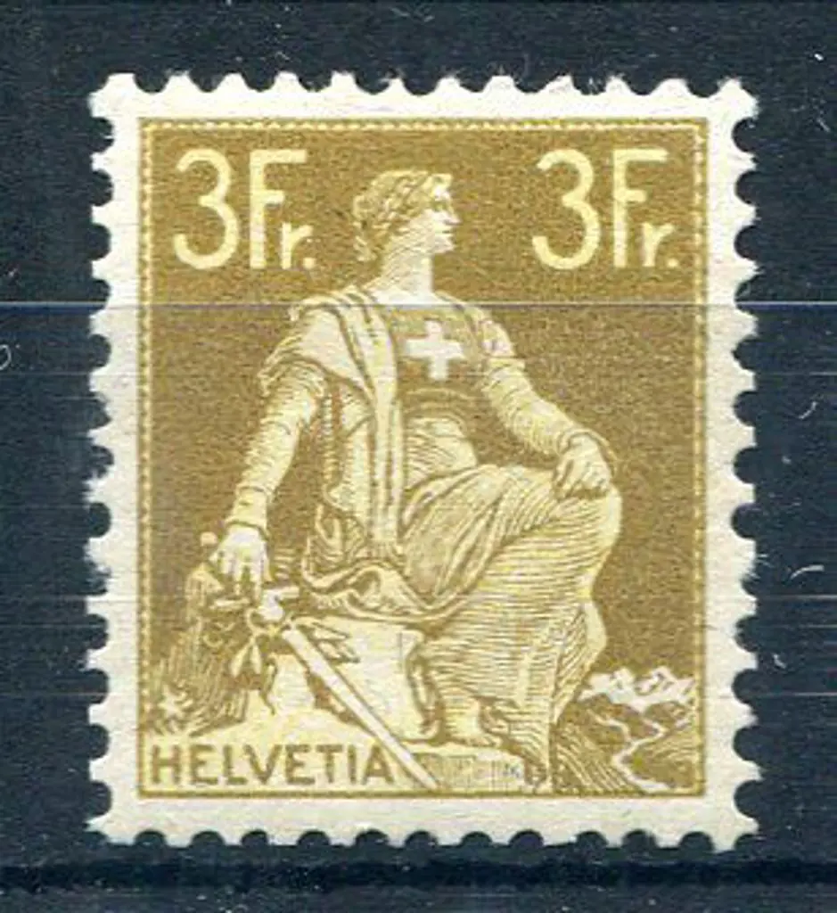 Switzerland 1908/40 3f yellow & bistre. Fresh MLH. ... Image 1++