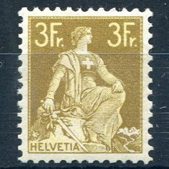 Switzerland 1908/40 3f yellow & bistre. Fresh MLH. ...
