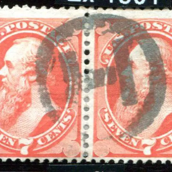 USA 1870/71 Stanton 7c vermilion 'H' grill pair ...
