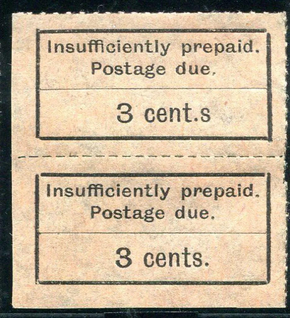 Zanzibar 1926/30 3c Postage Due vertical pair with ... Image 1++