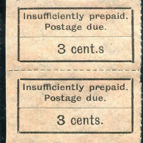 Zanzibar 1926/30 3c Postage Due vertical pair with ...