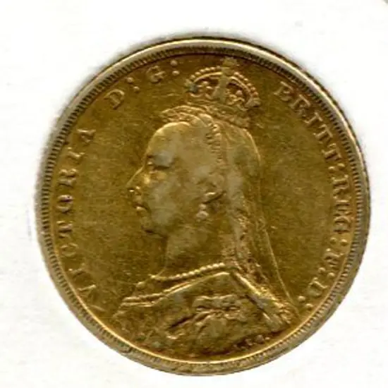 1891 QV Sovereign from Melbourne. VF