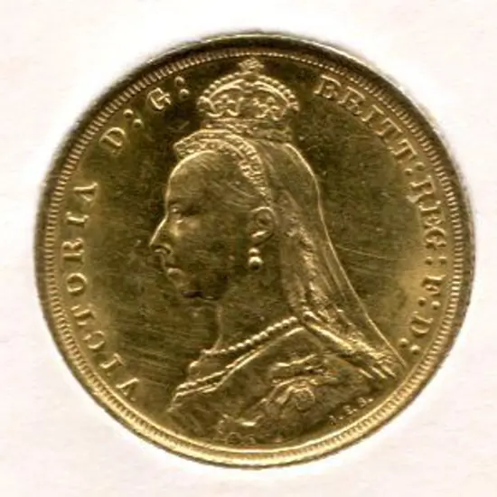1889 QV Sovereign from Sydney. UNC