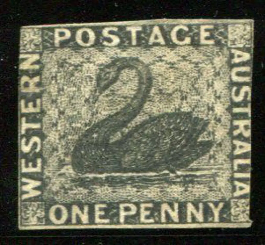 1854 1d black unused with close to touching ... Image 1++