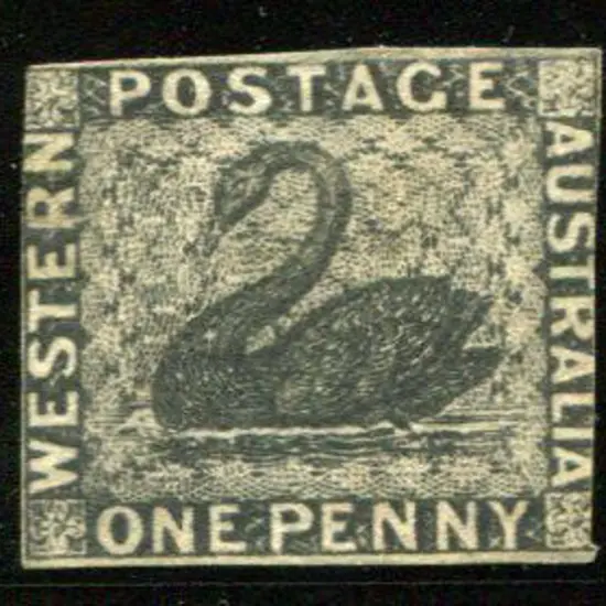1854 1d black unused with close to touching ...