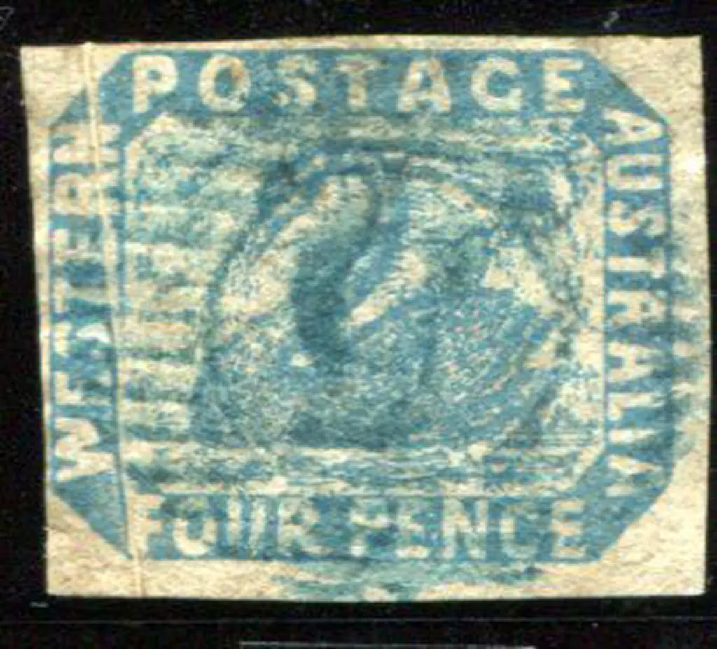 1854/55 4d pale blue swan good to fine used with ... Image 1++