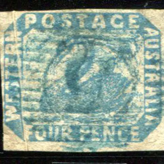 1854/55 4d pale blue swan good to fine used with ...