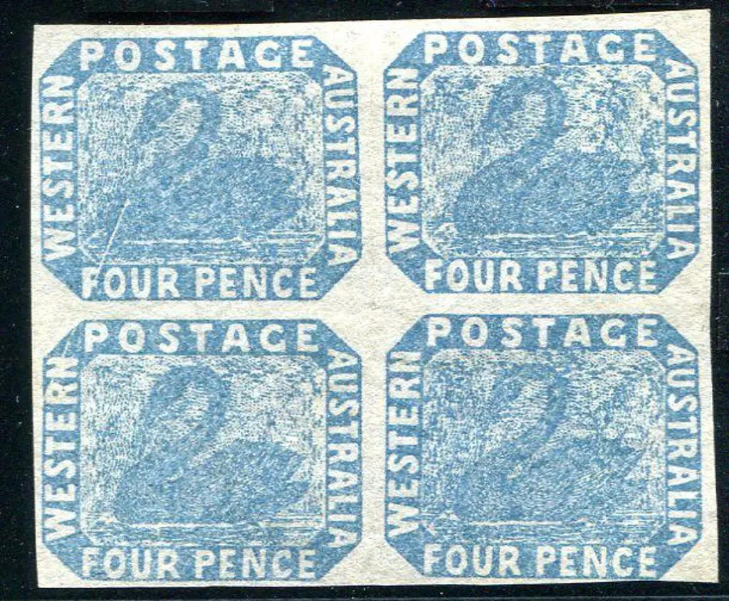 1854/55 4d pale blue block of 4 with "bleeding ... Image 1++