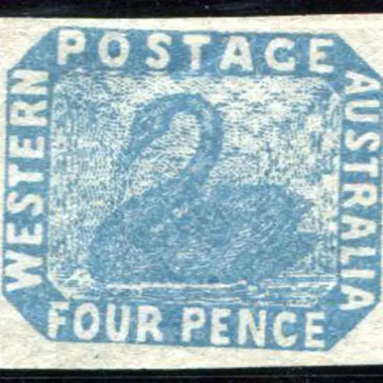 1854/55 4d pale blue showing "tilted lower border" ...
