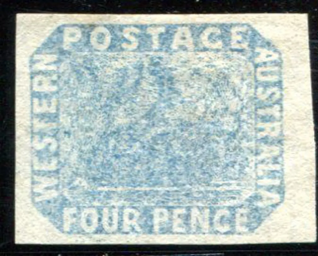 1854/55 4d pale blue swan unused without gum. ... Image 1++