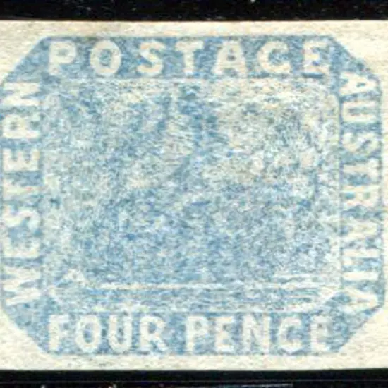 1854/55 4d pale blue swan unused without gum. ...