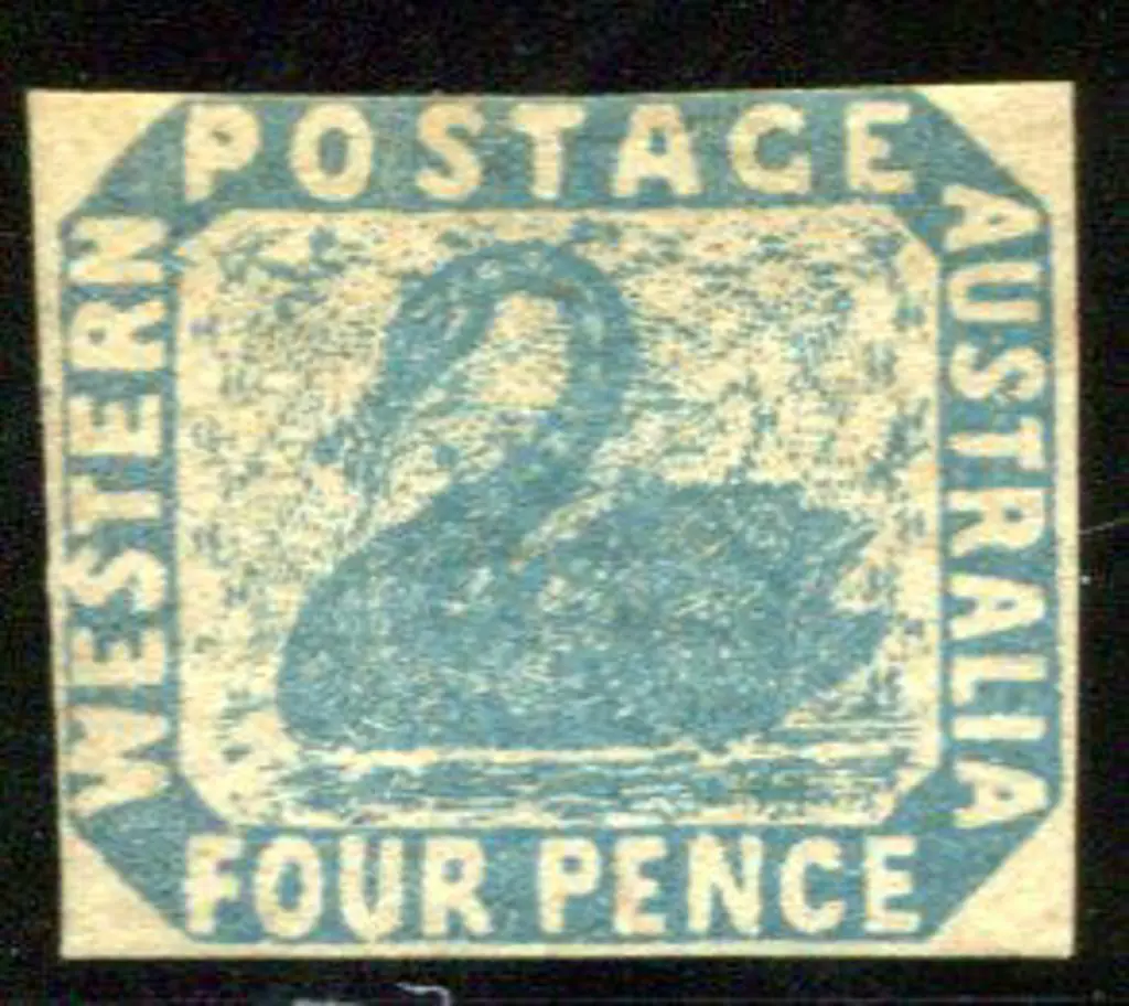 1854/55 4d blue with 3 clear margins & just ... Image 1++