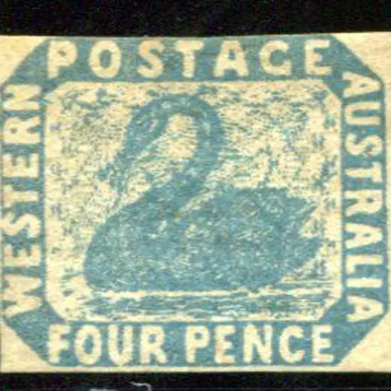 1854/55 4d blue with 3 clear margins & just ...