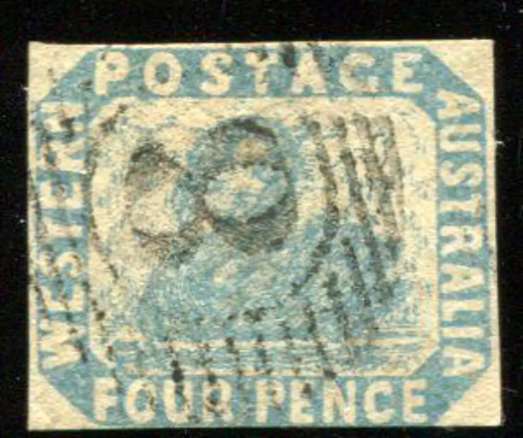 1854/55 4d blue with neat BN "8" obliterator. 3 ... Image 1++
