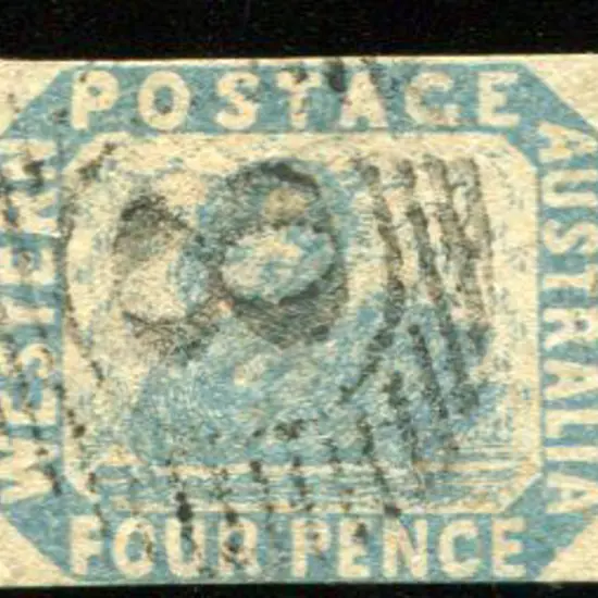 1854/55 4d blue with neat BN "8" obliterator. 3 ...