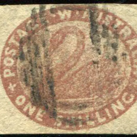 1854/55 1/- deep red brown imperf with 3 clear ...