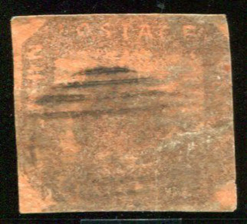 1858 2d brown-black on red "printed both sides" ... Image 1++