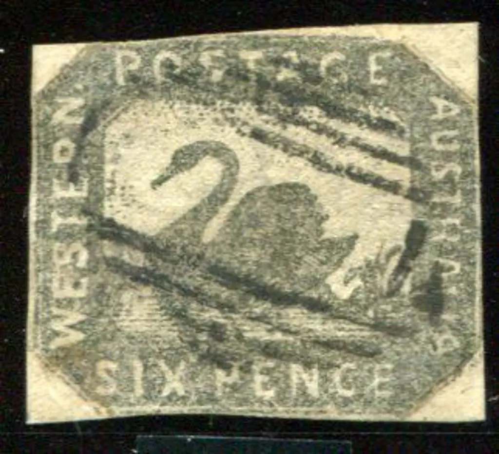1857 6d grey-black swan fine used by void grid ... Image 1++
