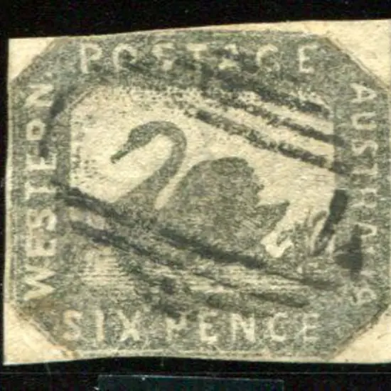1857 6d grey-black swan fine used by void grid ...