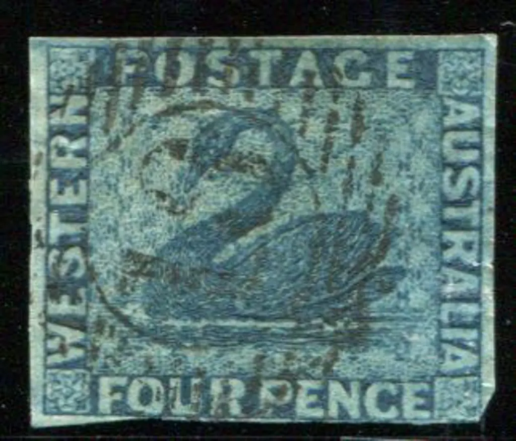 1860/64 4d blue with close to touching margins. A ... Image 1++