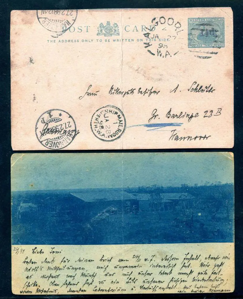 1892 1½d on 3d green swan Postcard (PC5) with a ... Image 1++