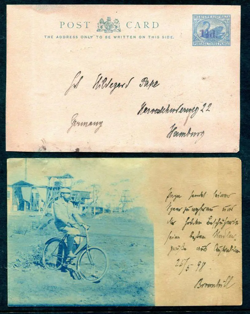 1892 1½d on 3d green swan Postcard (PC5) with ... Image 1++