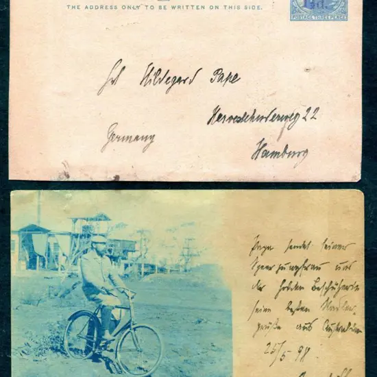1892 1½d on 3d green swan Postcard (PC5) with ...