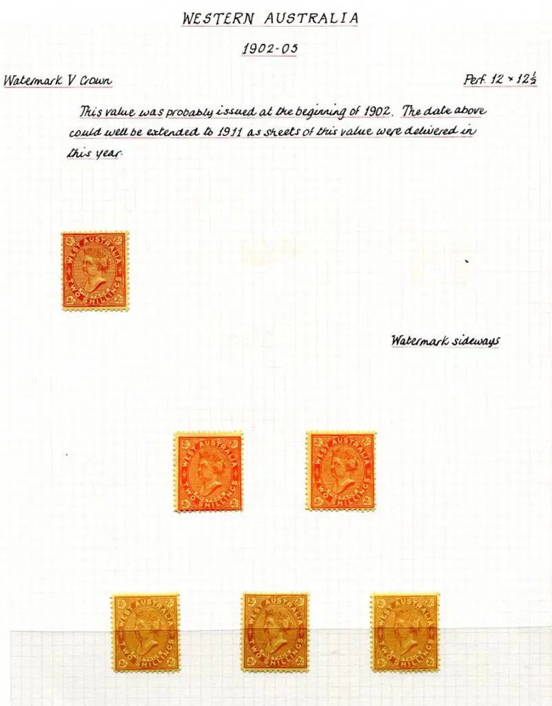 1902 2/- shades on page with bright red/yellow x ... Image 1++