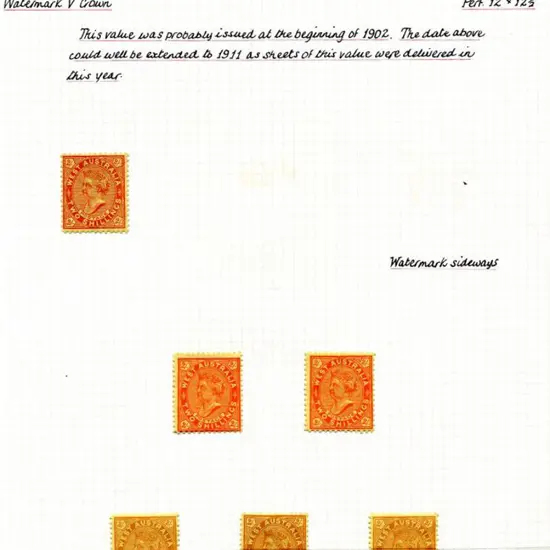 1902 2/- shades on page with bright red/yellow x ...