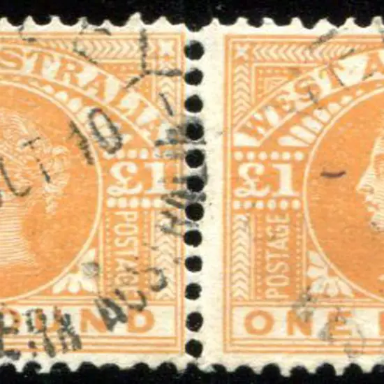 1902 £1 orange horizontal pair fine used with ...