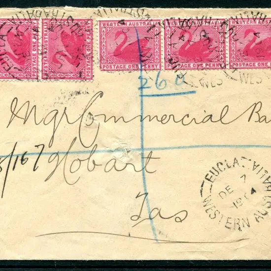 1904 (7th Dec) Registered cover from Eucla with 1d ...