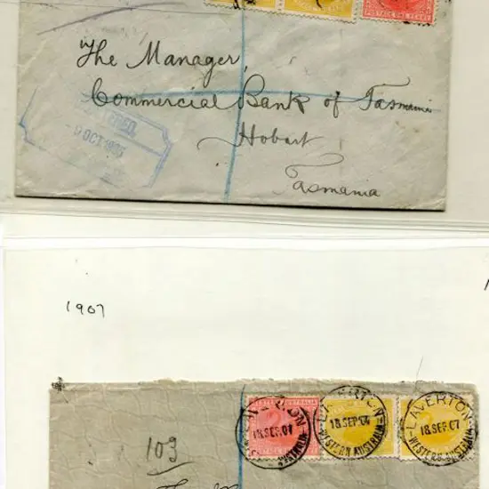 1905/07 Registered covers to Hobart from ...
